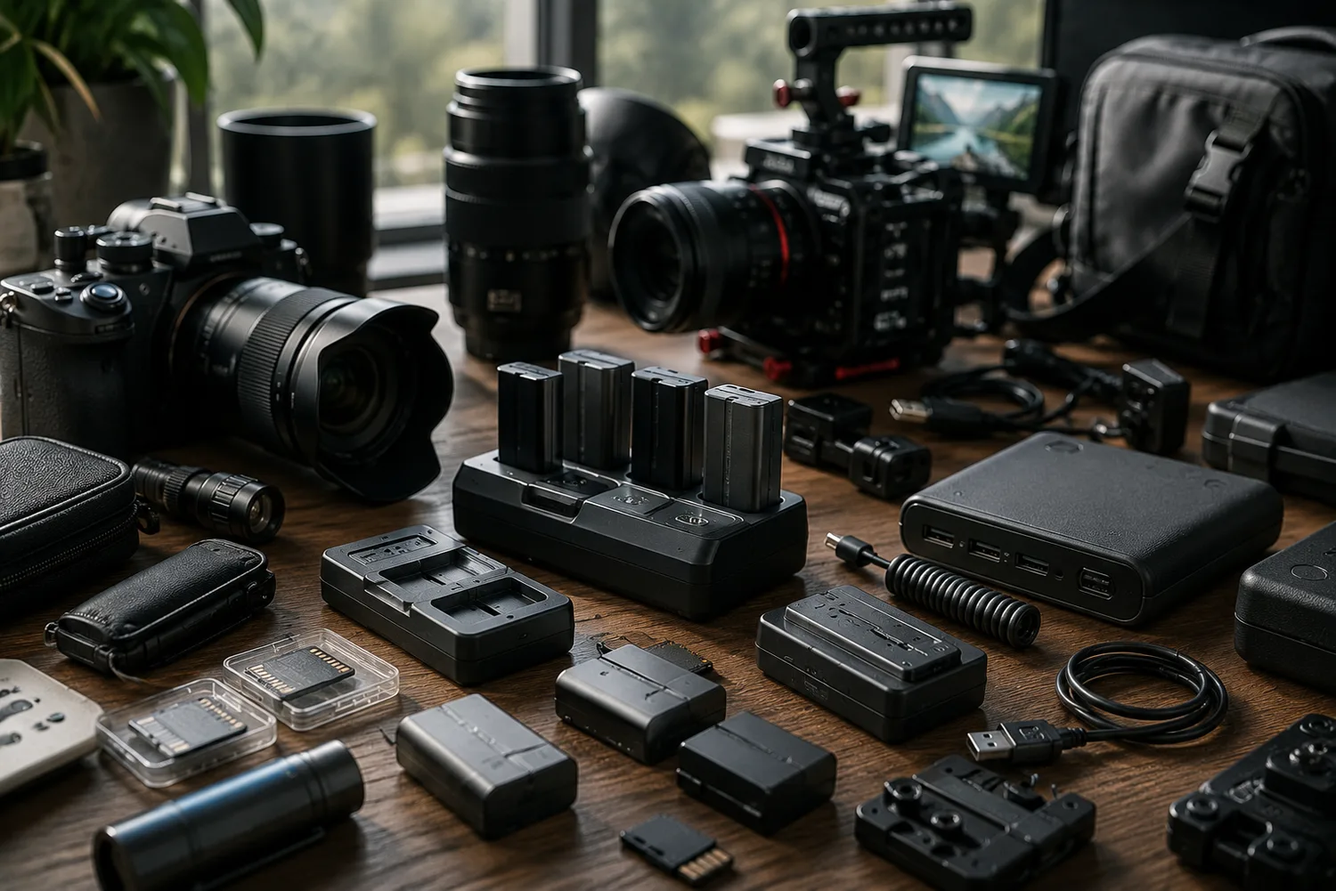 Batteries externes et chargeurs USB-C pour matériel photo et vidéo.