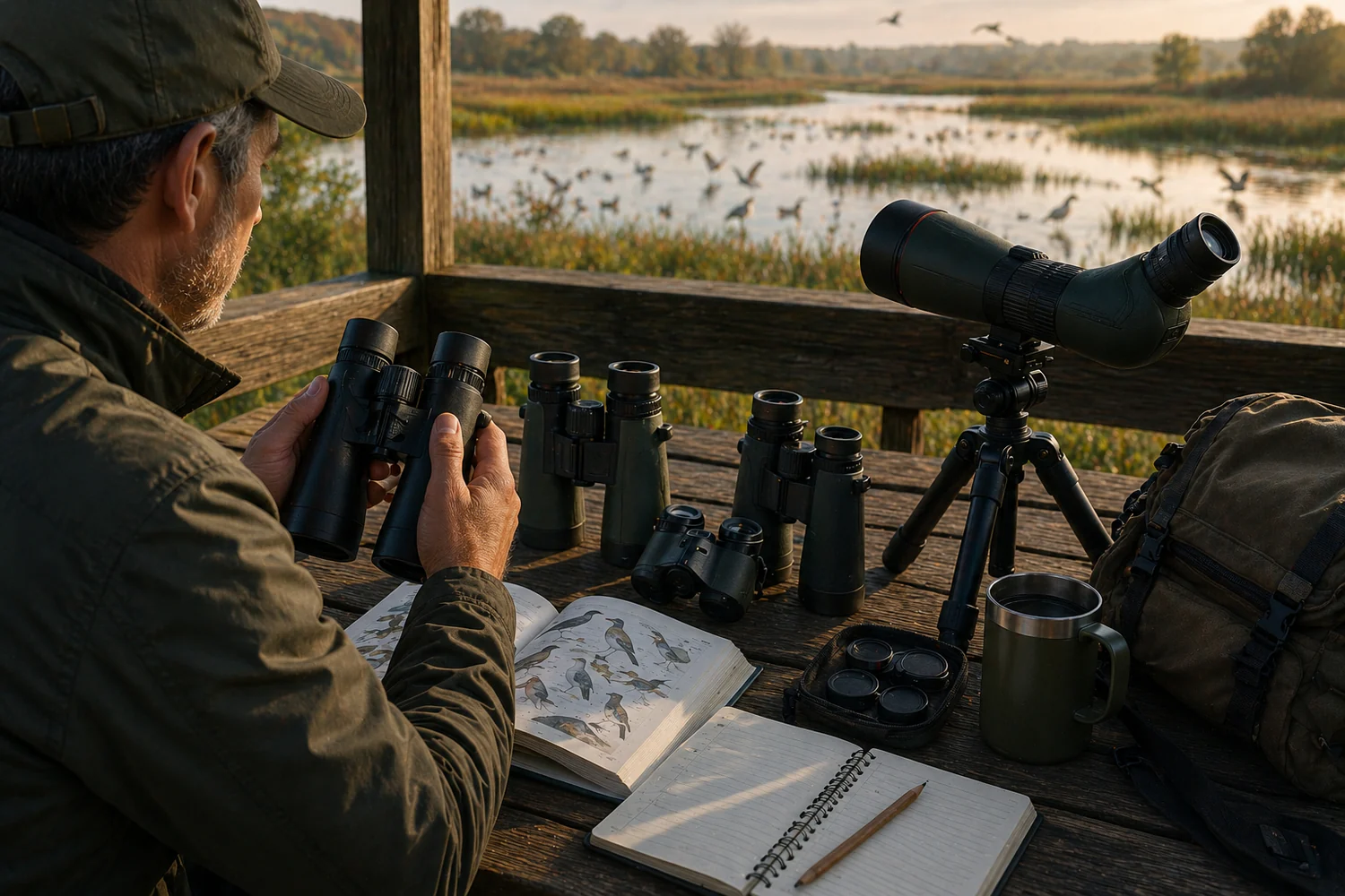Comparaison de jumelles, longue-vue et accessoires pour observer les oiseaux.