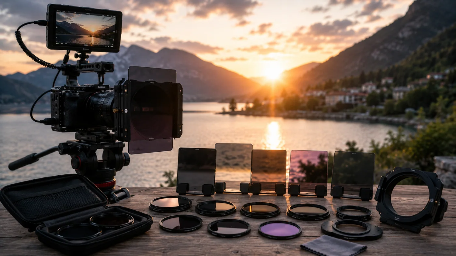 Filtres photo et vidéo préparés pour un tournage avec appareil hybride.