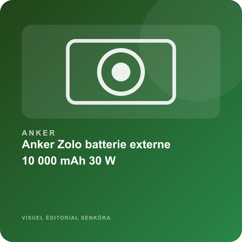 Illustration éditoriale du produit Anker Zolo batterie externe 10 000 mAh 30 W