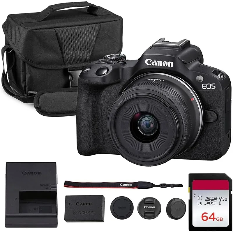 Appareil photo hybride Canon EOS R50 avec objectif 18-45 mm