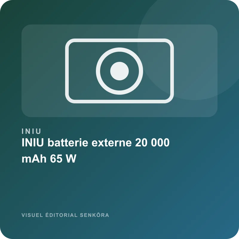 Illustration éditoriale du produit INIU batterie externe 20 000 mAh 65 W