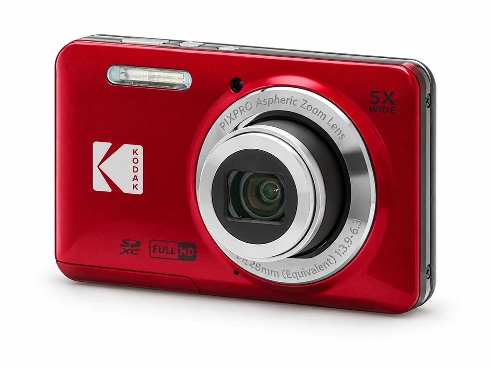 Illustration générée par IA du Kodak PIXPRO FZ55 rouge