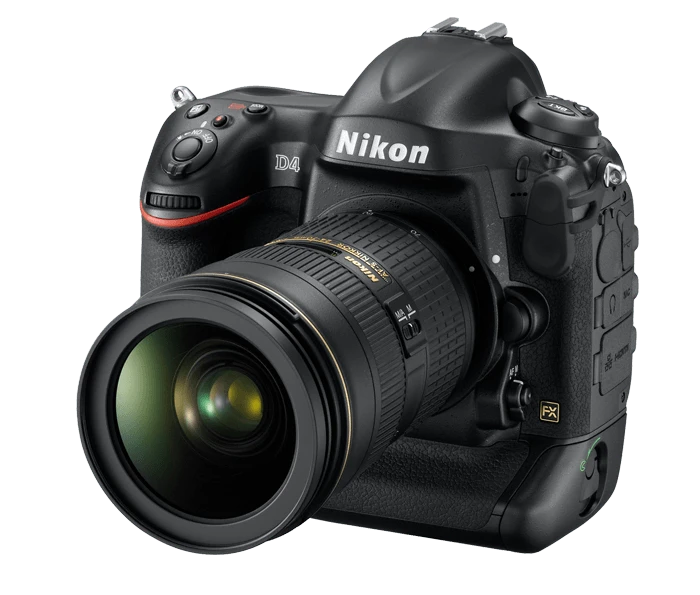Nikon D4 boîtier nu, présenté avec un objectif non inclus