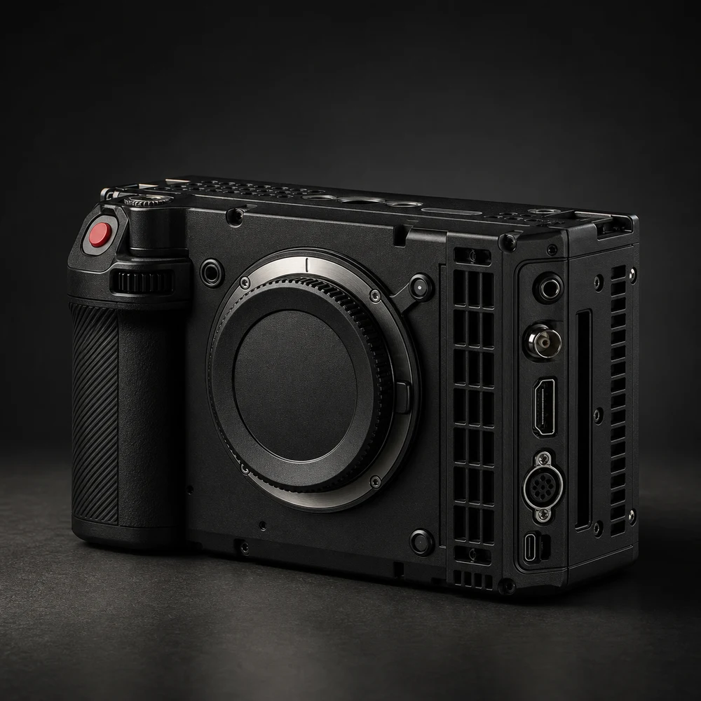 Illustration éditoriale d'une caméra cinéma compacte Nikon ZR