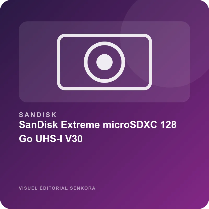 Illustration éditoriale du produit SanDisk Extreme microSDXC 128 Go UHS-I V30