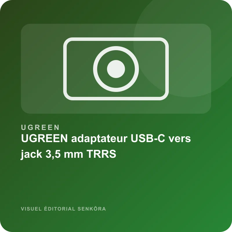 Illustration éditoriale du produit UGREEN adaptateur USB-C vers jack 3,5 mm TRRS